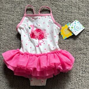 Little Me Pink Flamingo Swimsuit with Tutu